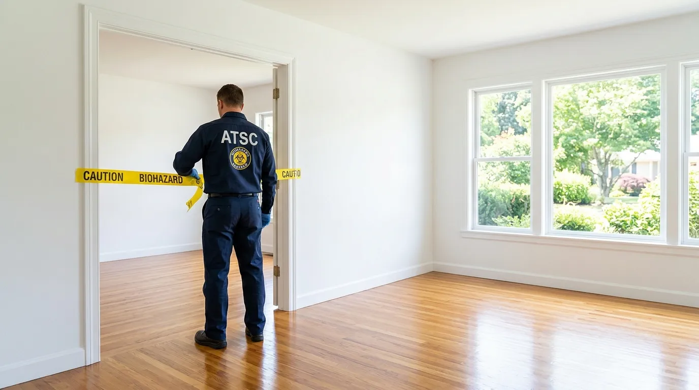 Certified biohazard cleanup crew performing Decomposition Cleanup in Bridge City